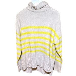 Sonoma Women's Striped Turtleneck Pullover Sweater Beige Yellow Size L